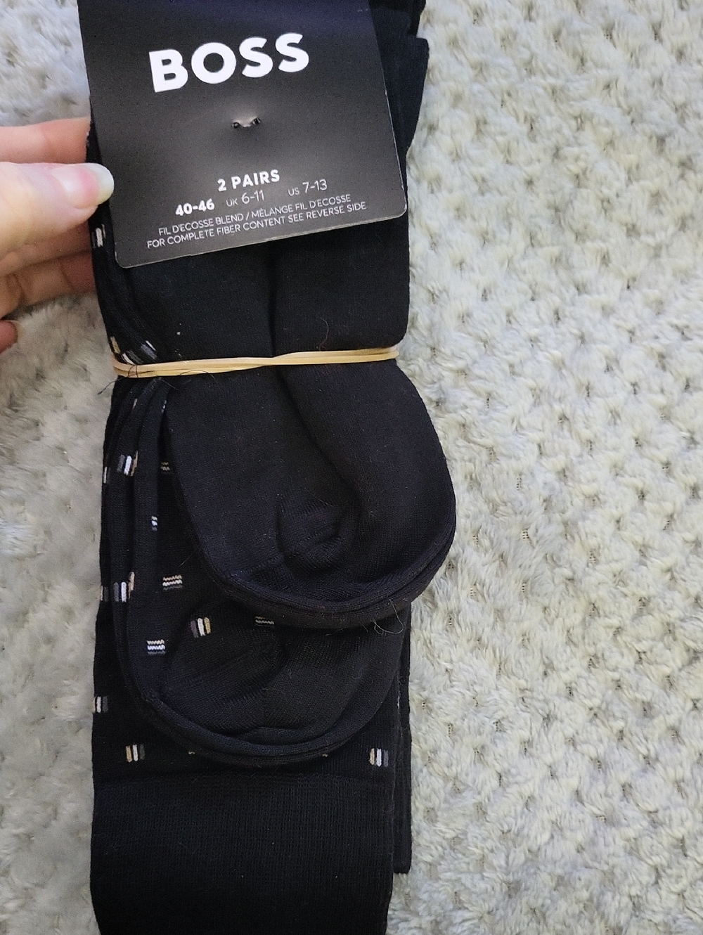 Nwt BOSS‎ Men's Black Dress Socks Subtle Stripe Print 2pk